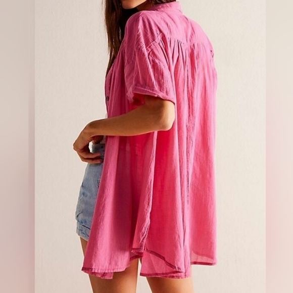 We The Free - Float Away Button Shirt with Collar in Pink - Picture 2 of 2